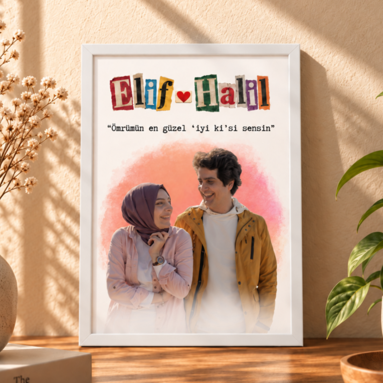 Sevgiliye Hediye Kişiye Özel Çift Tablosu